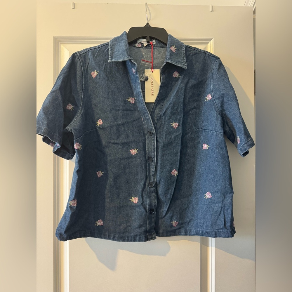 Solitaire Blue Denim with Floral Accents